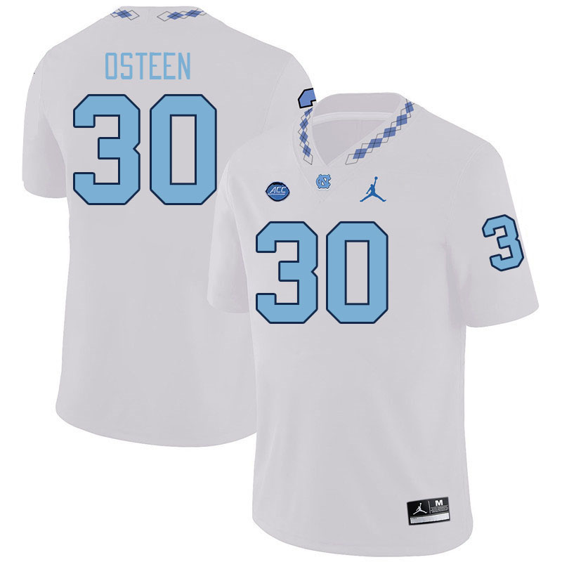 Men #30 Luke Osteen North Carolina Tar Heels College Football Jerseys Stitched-White